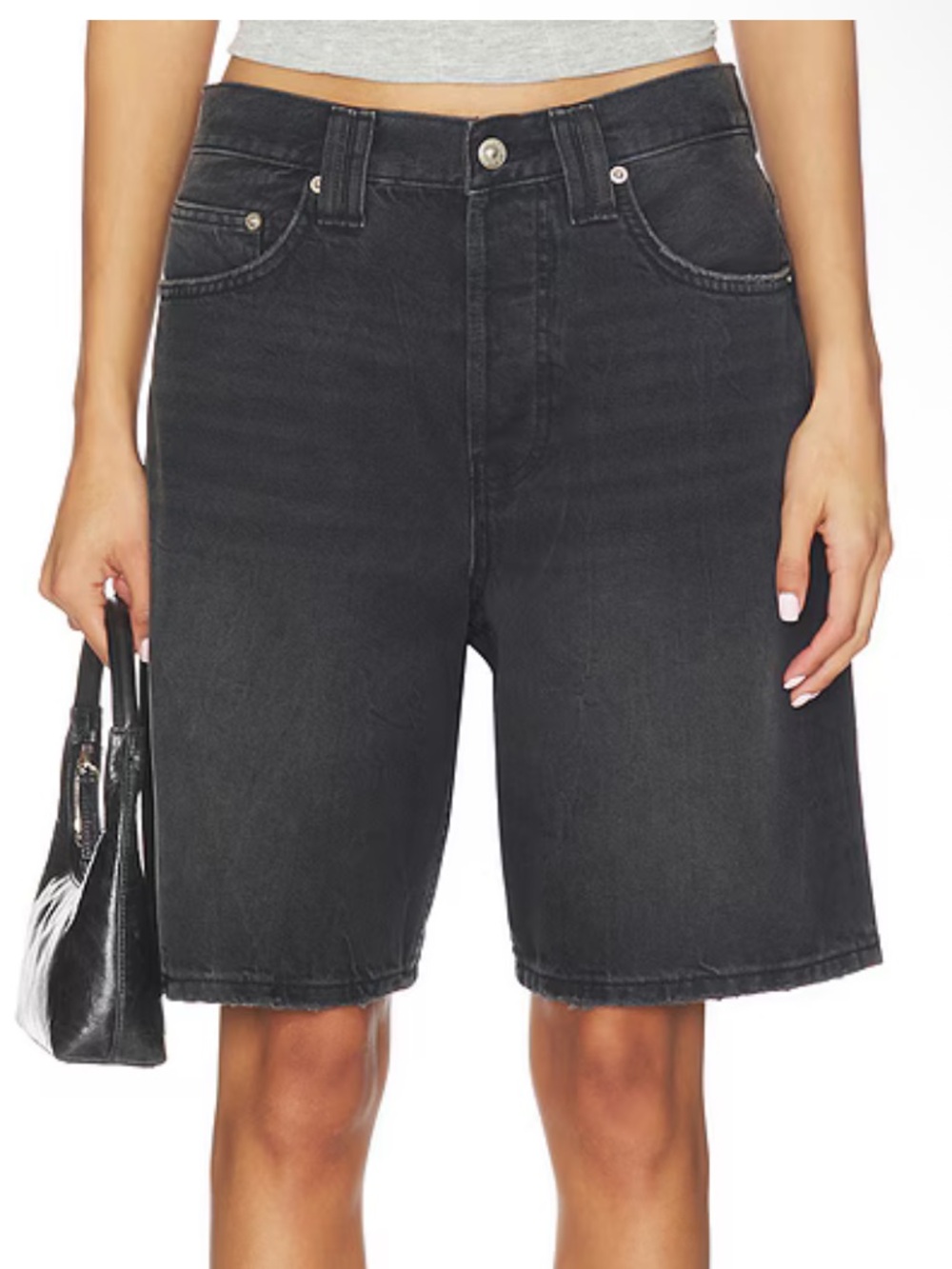 Free People Montana Black Bermuda Long Denim Shorts size 25